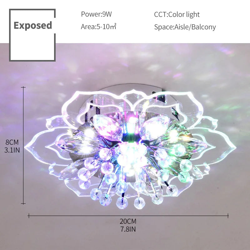 plafonnier led en cristal de luxe pour décoration balcon