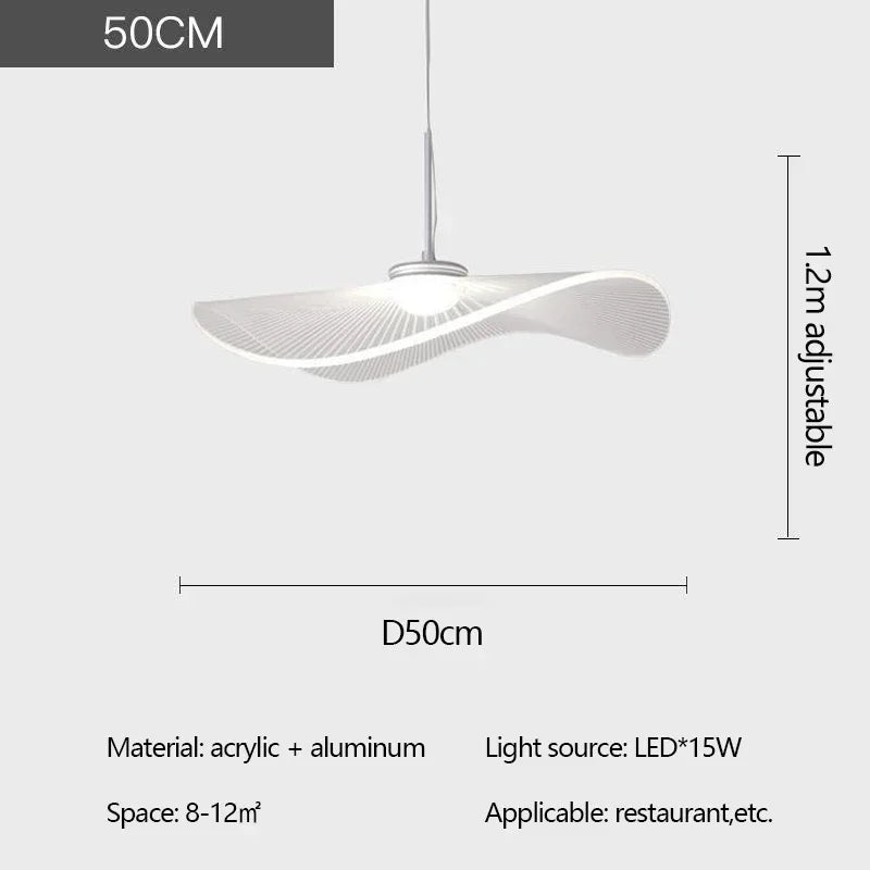 Nordic Acrylic Ceiling Chandeliers Straw Hat Hanging Light Suspension Pendant Lamps for Bedroom Living Dining Room