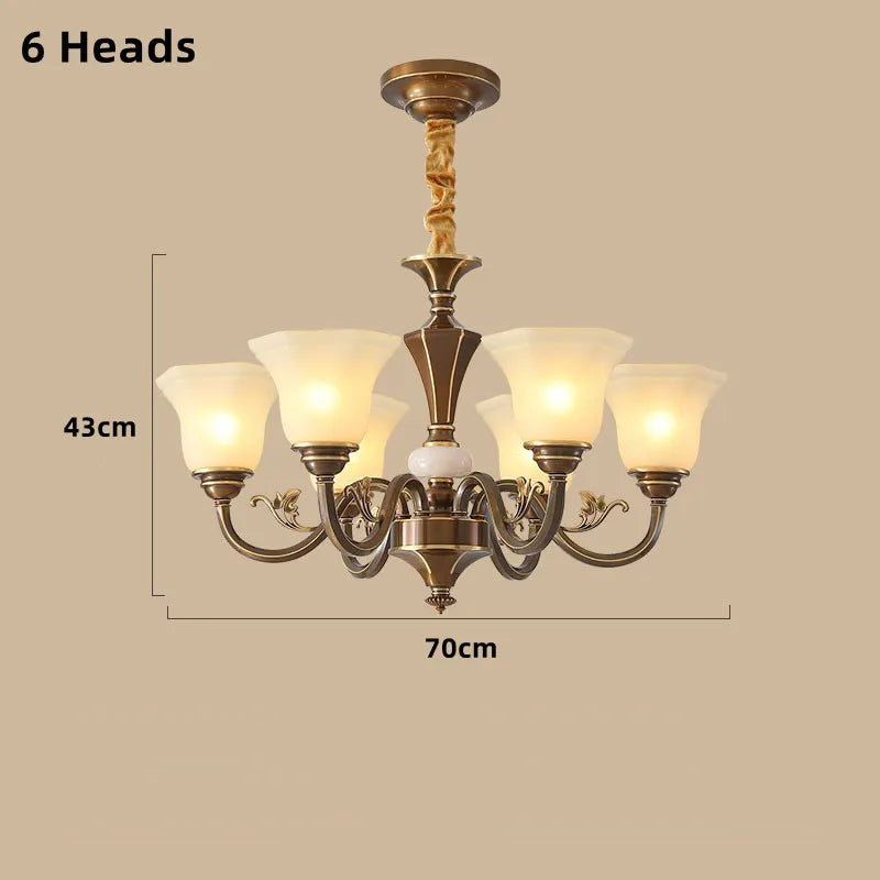 lustre vintage en cuivre avec abat-jour en verre dépoli