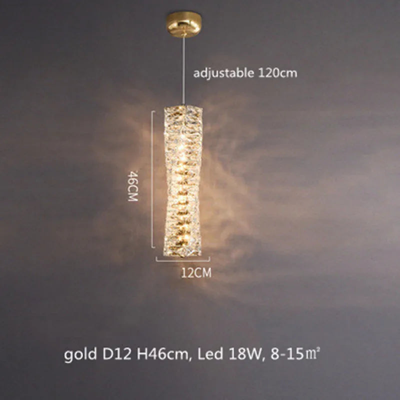 suspension moderne à intensité variable avec télécommande en cristal et acier