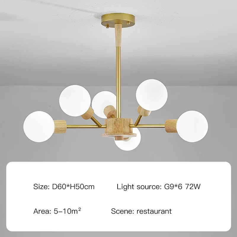 lustre à led en bois nordique pour décoration intérieure moderne