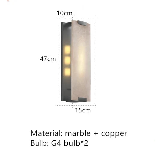 applique murale led en marbre naturel et cuivre pour intérieur