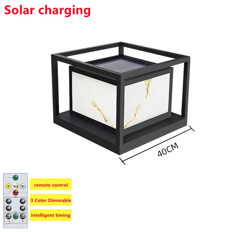 lampe LED solaire moderne pour décoration d'extérieur luxueuse