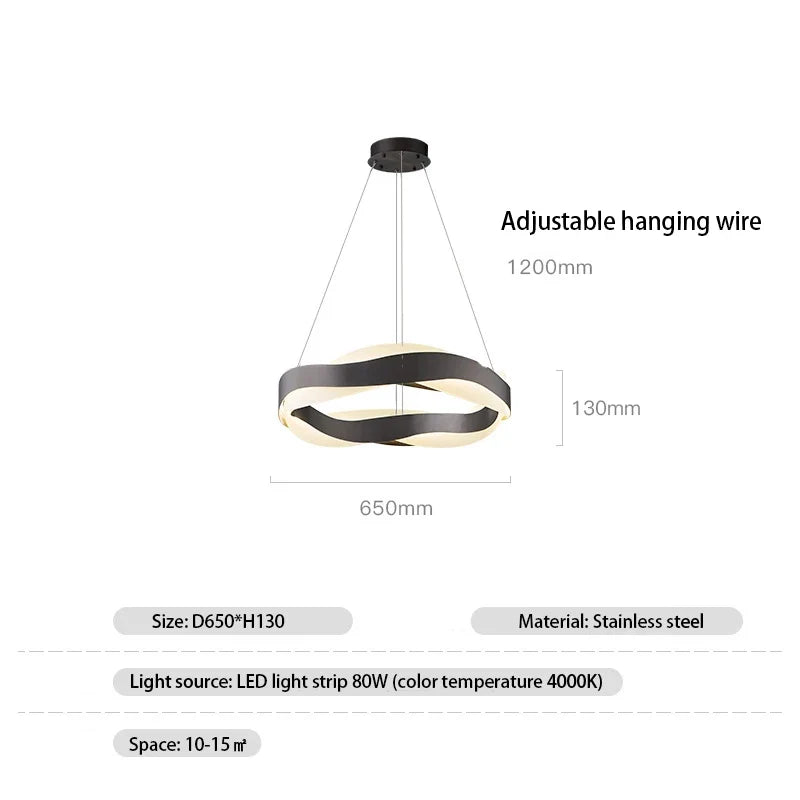 lustre moderne design anneau doré suspension nordique éclairage intérieur