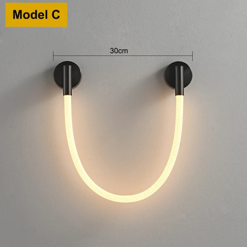 Applique murale moderne en Tube de néon LED tissé en Silicone