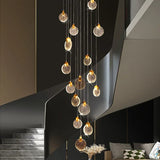 Lustre cascade à globes de verre pour cage d'escalier — Bétoine