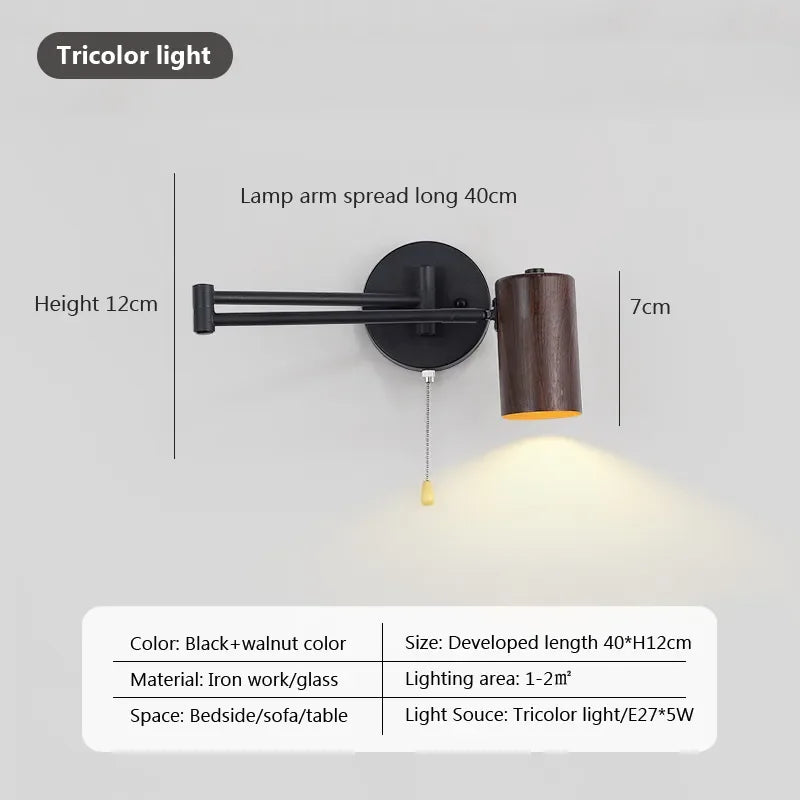 lampe de chevet nordique pivotante pour lecture et étude