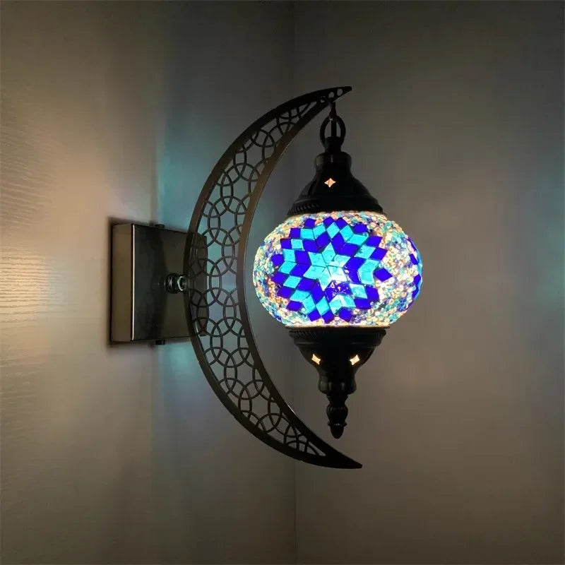 applique murale rétro bohème en forme de lune décorative artisanale