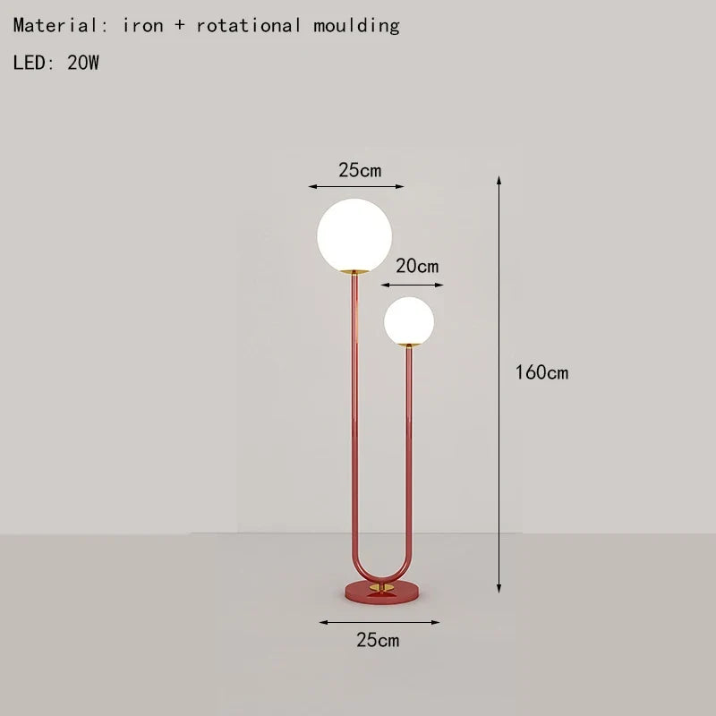lampadaire en métal avec 3 gradations verre simple
