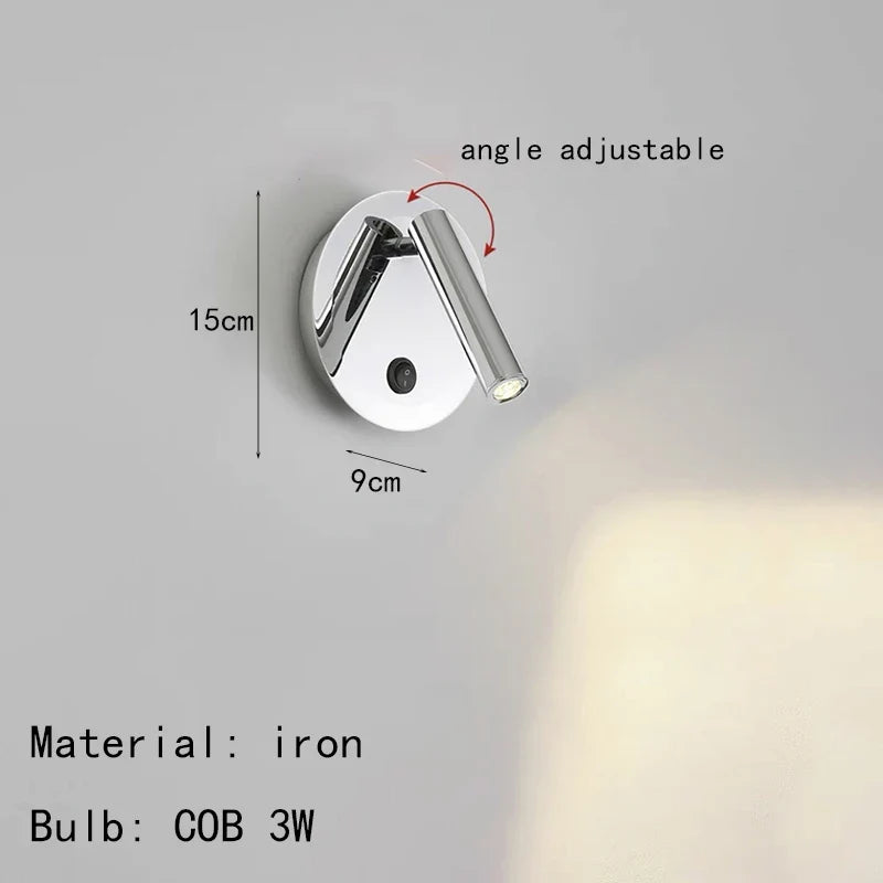 applique murale métal chrome lecture angle réglable