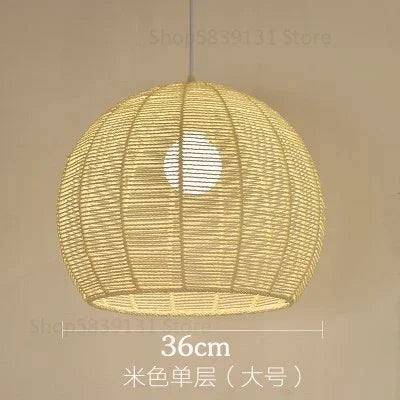 luminaire led nordique moderne en fer et corde de chanvre