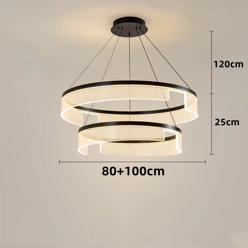 lustre à led circulaire en aluminium et acrylique pour intérieur décoratif