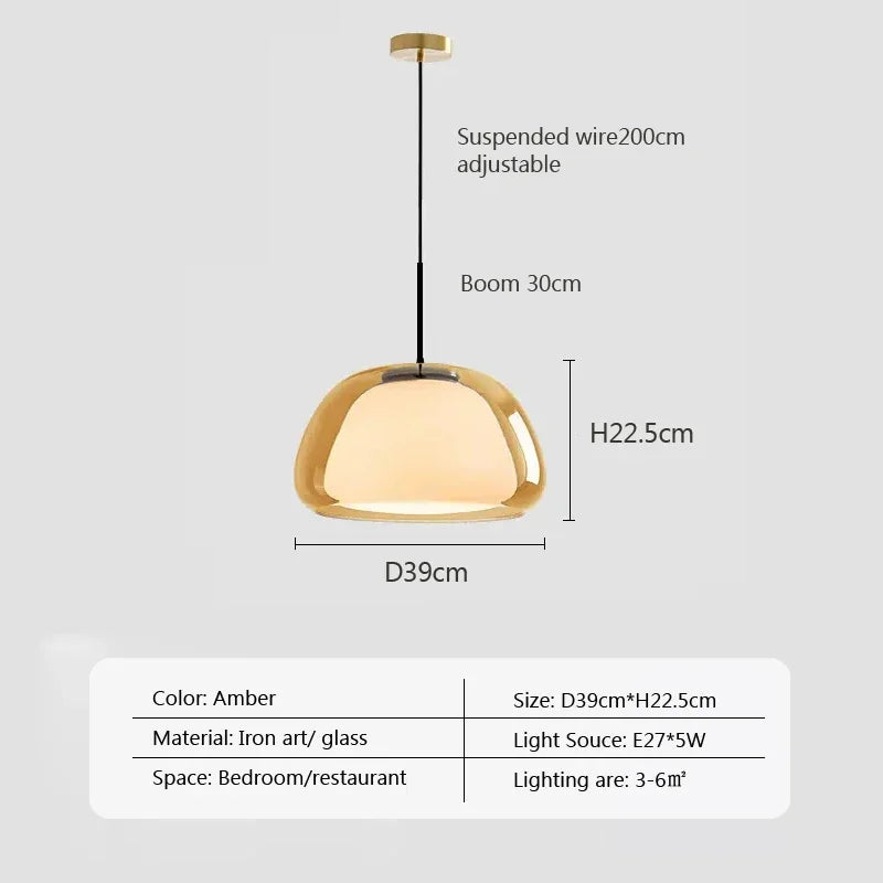 suspension en verre double couche style danois pour intérieur élégant