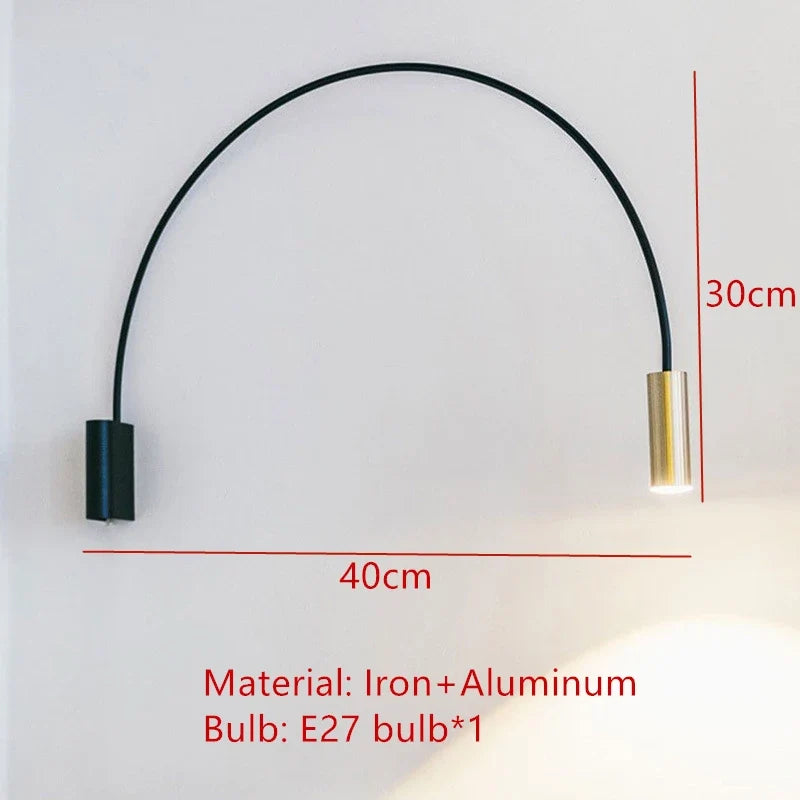 applique murale led courbée métal doré g9