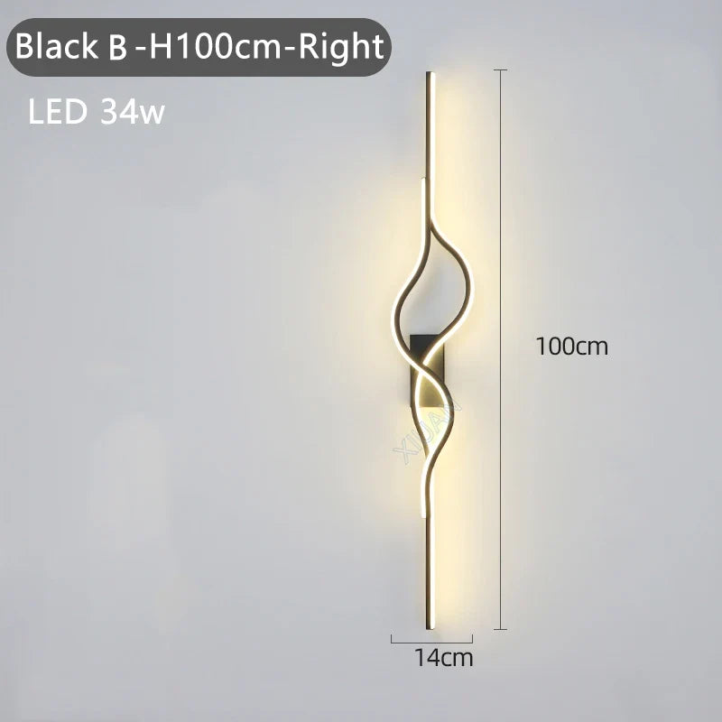 Modern Living Room Long Wall Lights with Anlter Design Gold Black TV Background Decorative Wall Lamp for Bedroom Remote Control
