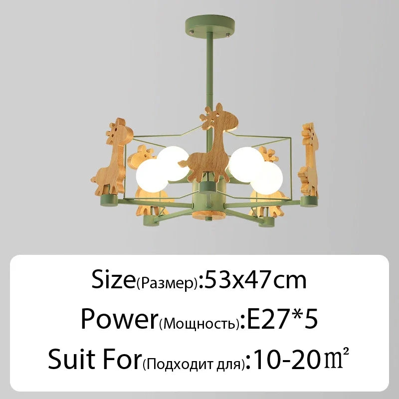 lustre en bois nordique lampe animal pour chambre enfant