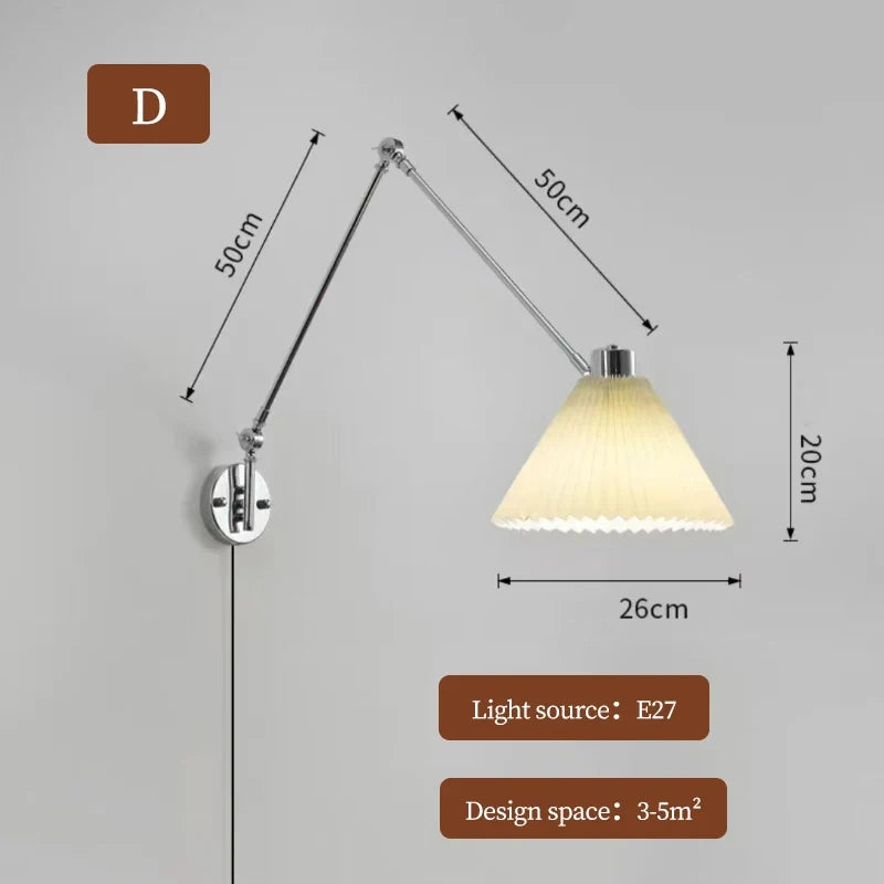 applique murale télescopique moderne bras basculant lampe rotative