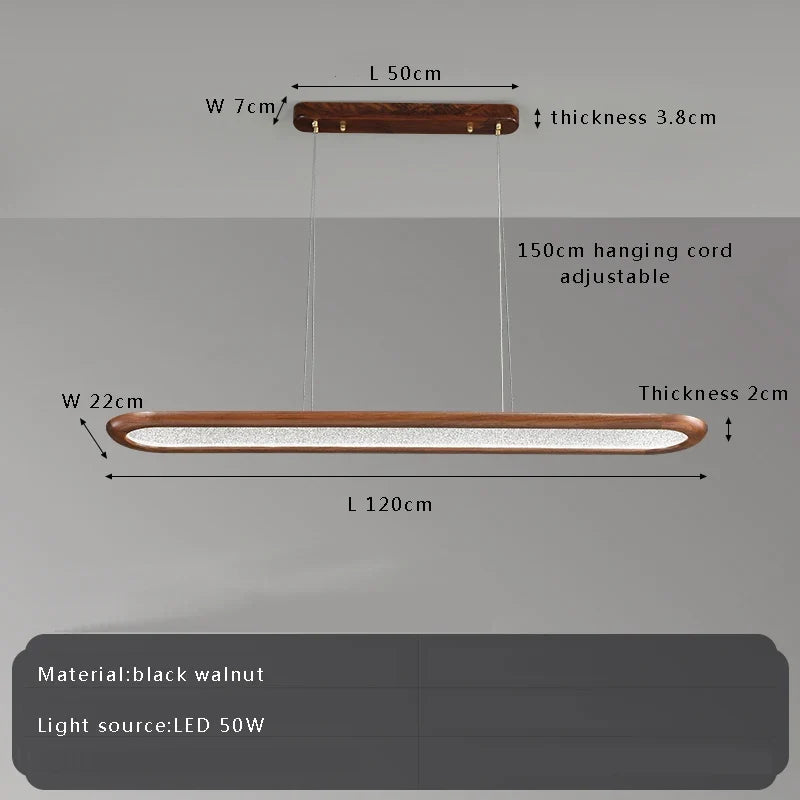 Suspension moderne en noyer pour bar led décoratif
