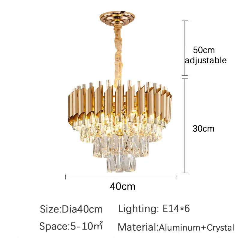 lustre en cristal luxueux avec éclairage led pour intérieur