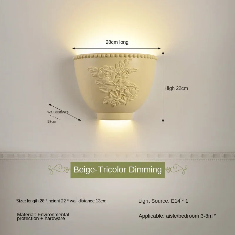 applique murale en résine d'ange sculptée décorative à led