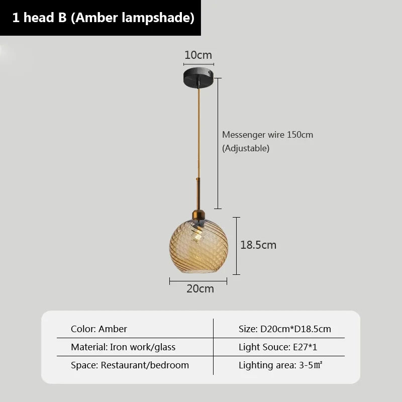 suspension en verre moderne pour éclairage décoratif intérieur