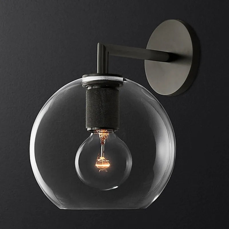 applique murale rétro américaine en verre avec éclairage led