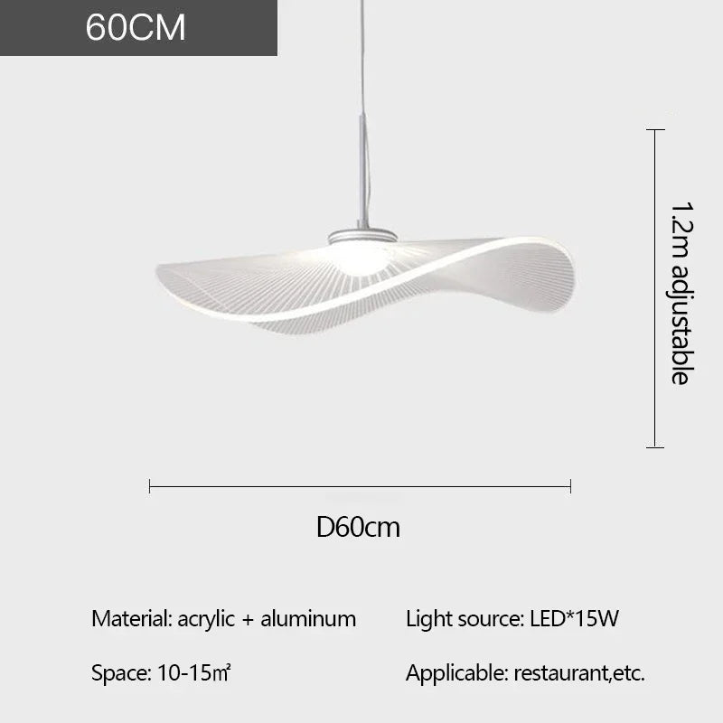 Nordic Acrylic Ceiling Chandeliers Straw Hat Hanging Light Suspension Pendant Lamps for Bedroom Living Dining Room