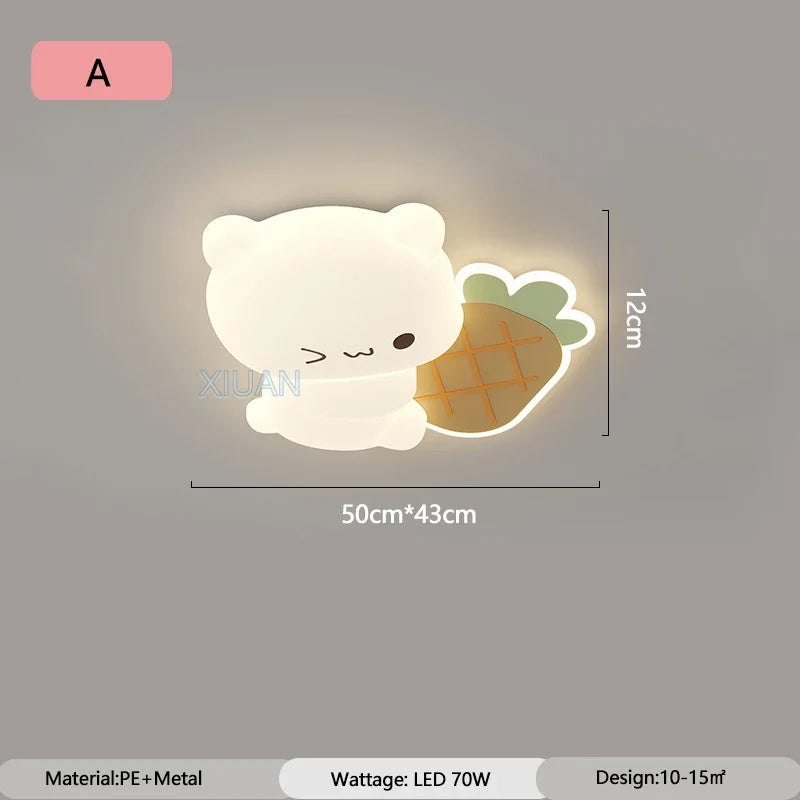 plafonnier led ours cartoon motif fruits pour enfants