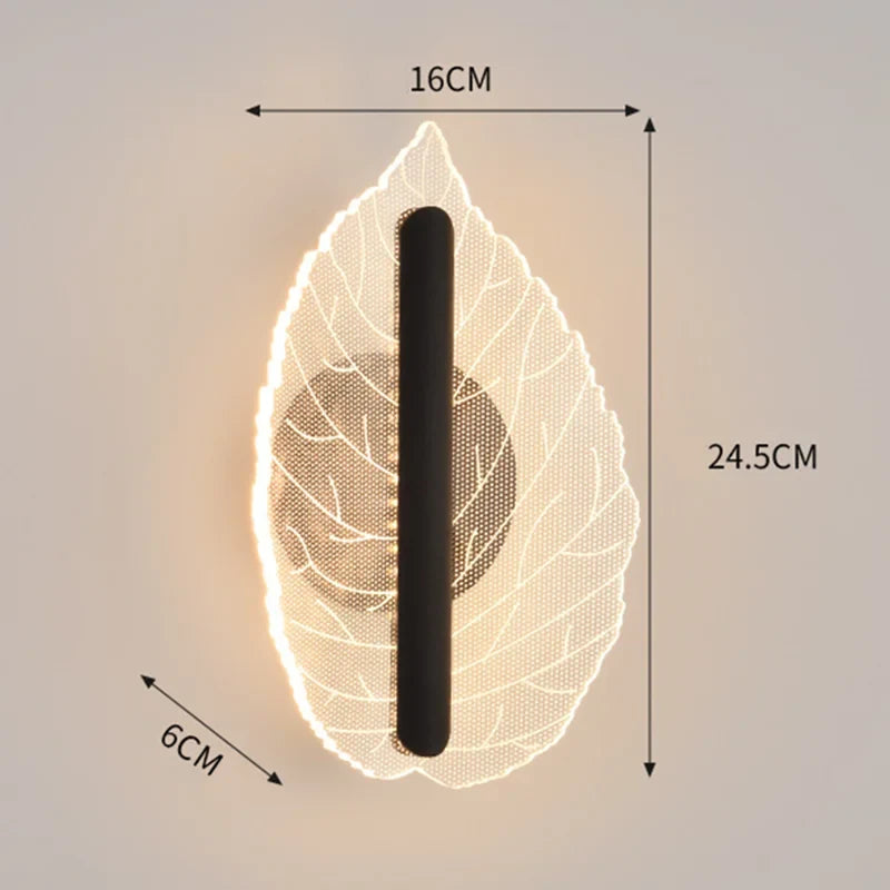 applique murale led en forme de feuille pour éclairage créatif