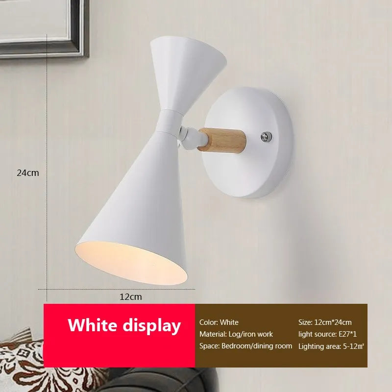 Applique murale de chevet LED nordique en bois