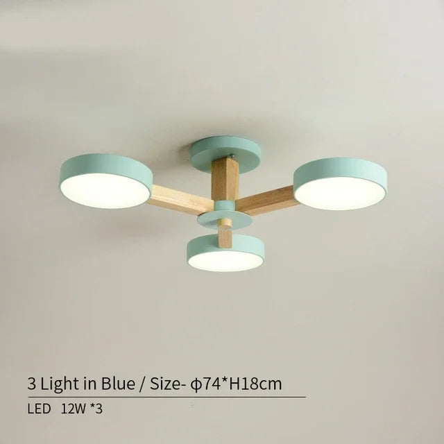 plafonnier moderne en bois à éclairage led pour décoration intérieure