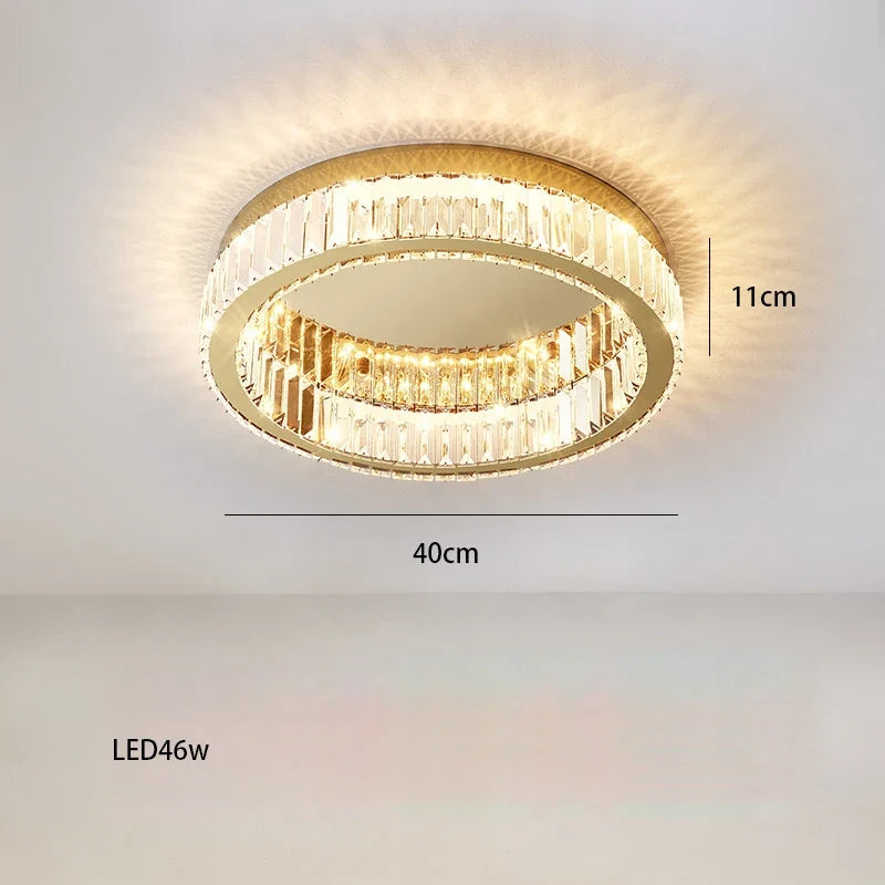 lustre en or et argent avec led dimmable rond