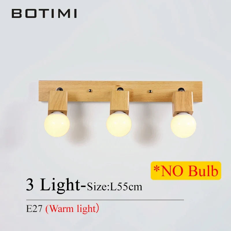 botimi triple applique miroir bois base nordique ajuster hôtel lumières murale