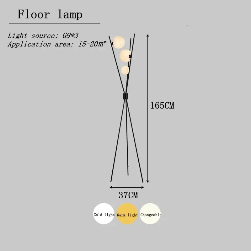 Lampadaire LED lune boule de verre