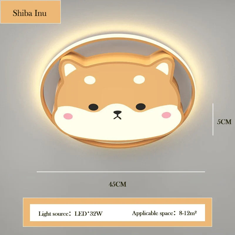 plafonnier mignon shiba inu husky et canard pour chambre enfant
