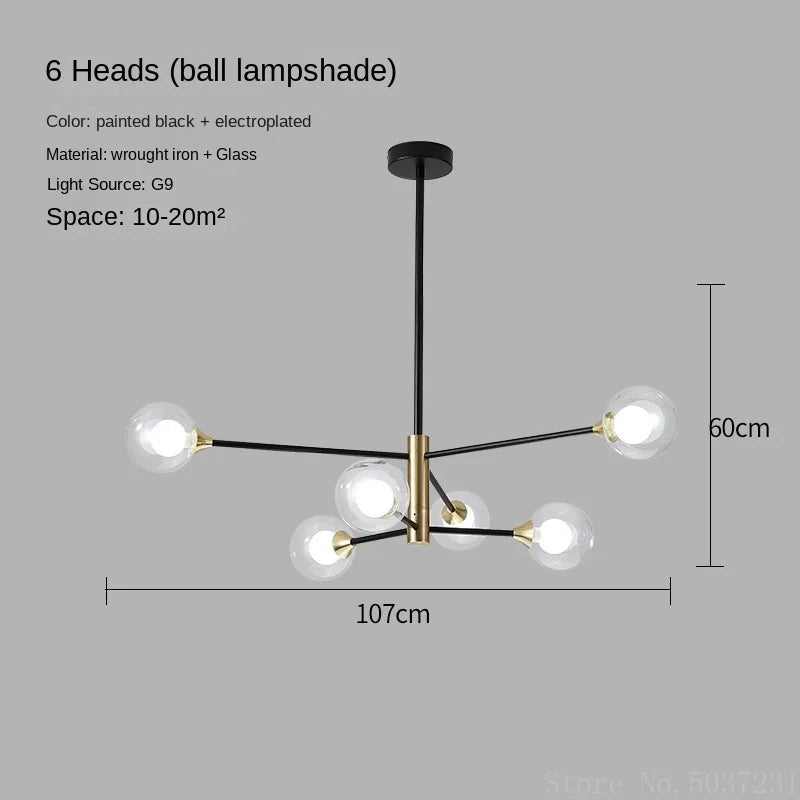 lustre moderne en forme de haricot avec éclairage led suspendu