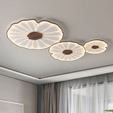 plafonnier moderne à grain de bois pour salon chambre à coucher étude crèche pour enfants conception de feuille de lotus lustre à LED en métal