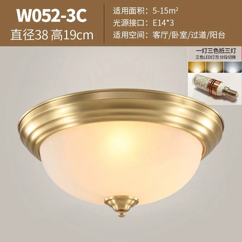 plafonnier de luxe américain en cuivre doré moderne à led