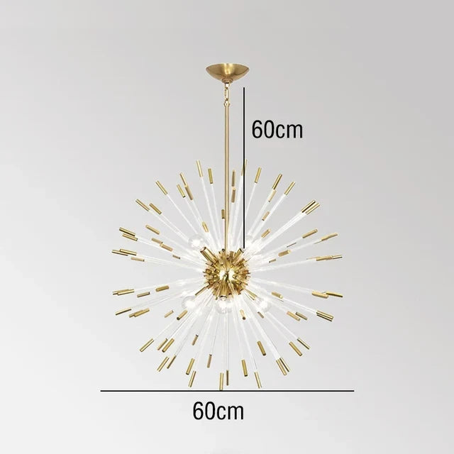 lustre de luxe design cristal pissenlit led pour décoration intérieure