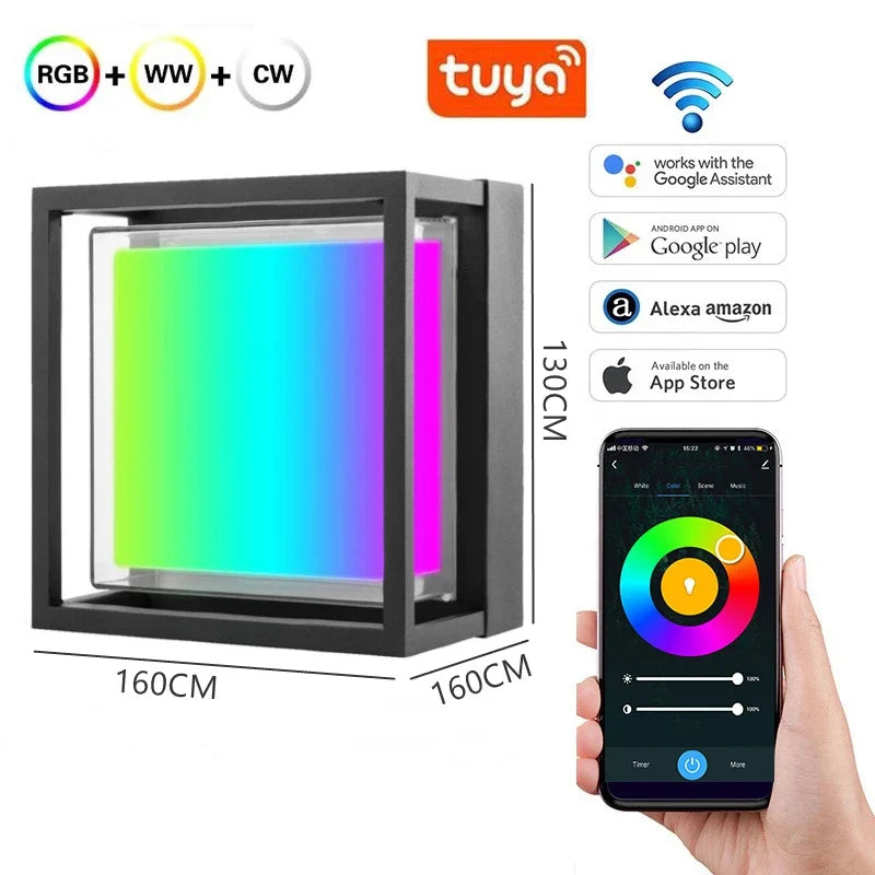 applique murale led extérieure wi-fi étanche double abat-jour aluminium acrylique