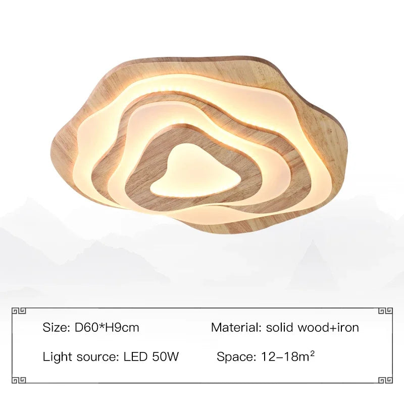 plafonnier led en bois nordique avec télécommande design moderne décoratif