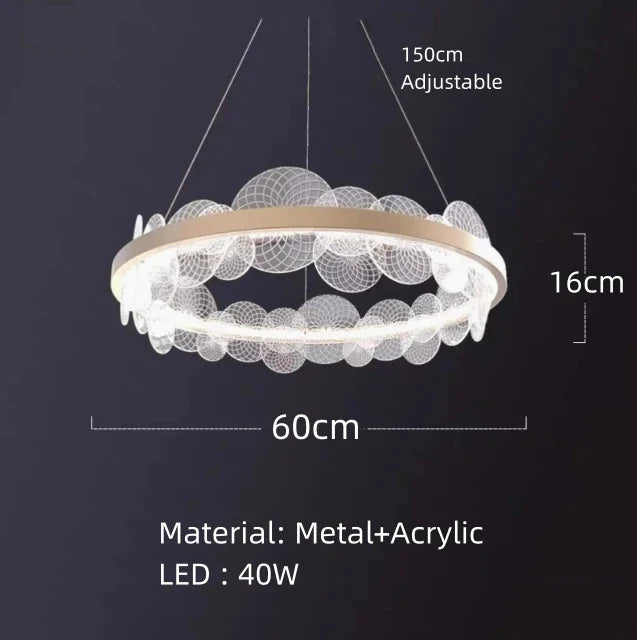 suspension nordique à anneau doré pour décoration intérieure ajustable