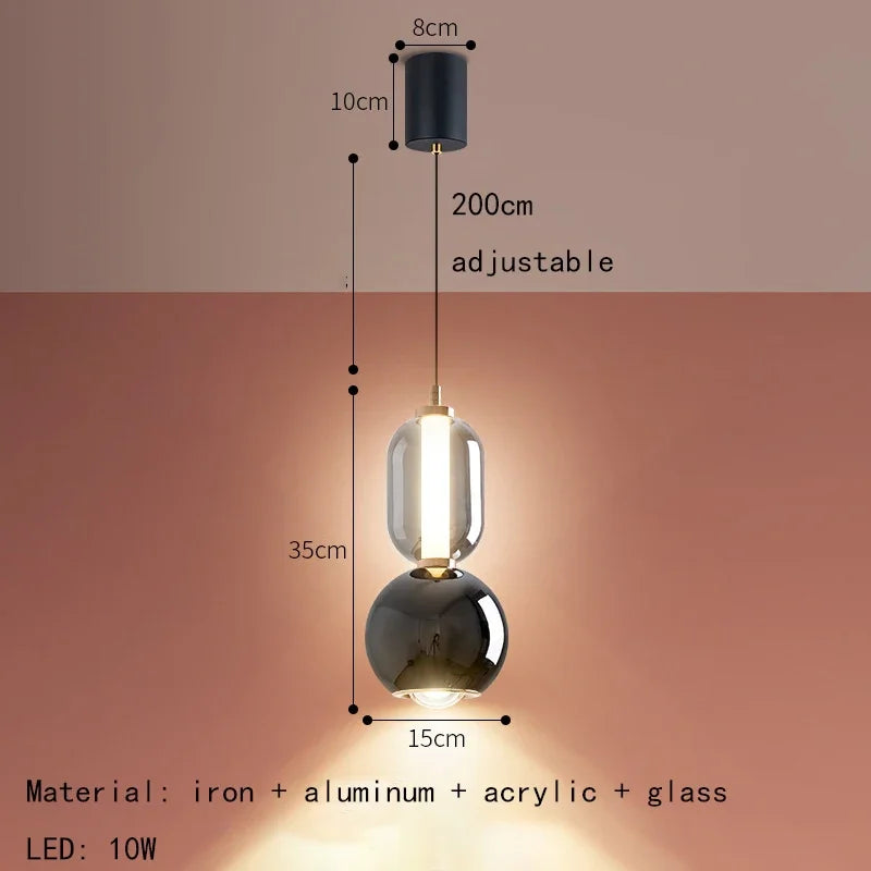suspension en verre et fer style nordique créatif