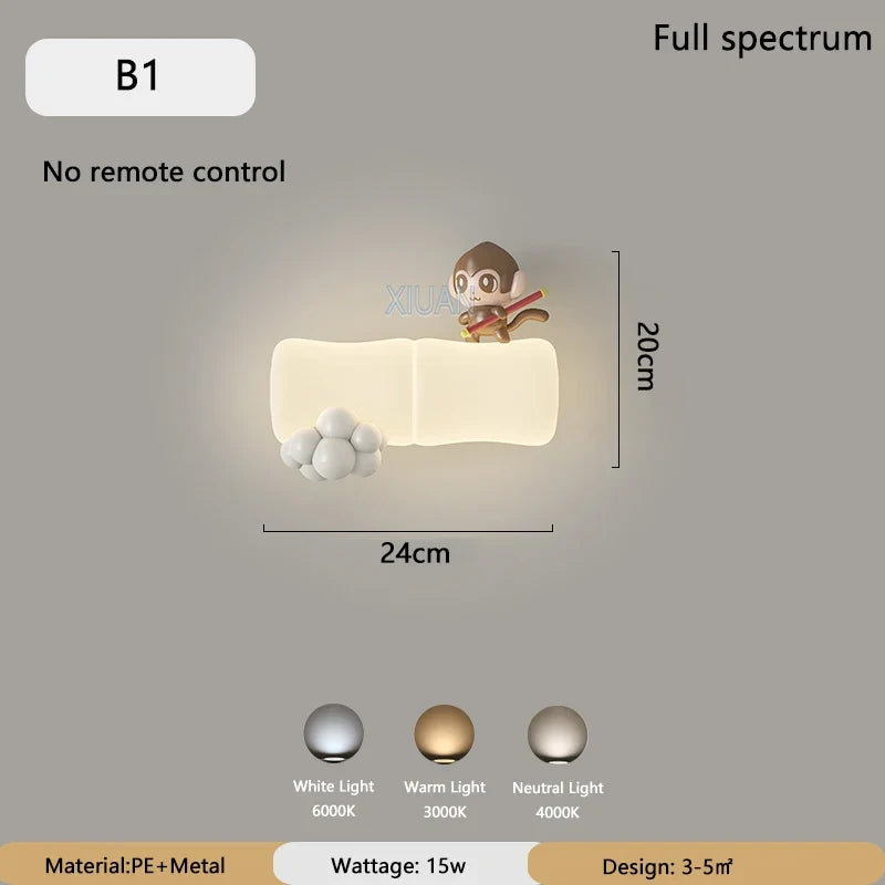 applique murale led singe panda pour enfants