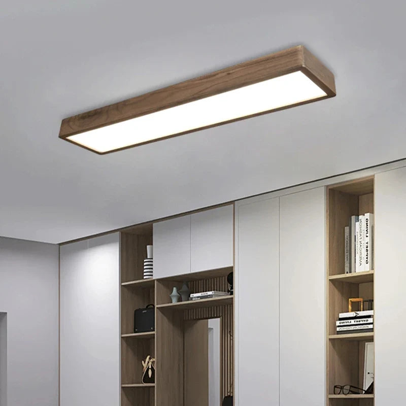 plafonnier carré à led moderne en bois pour intérieur