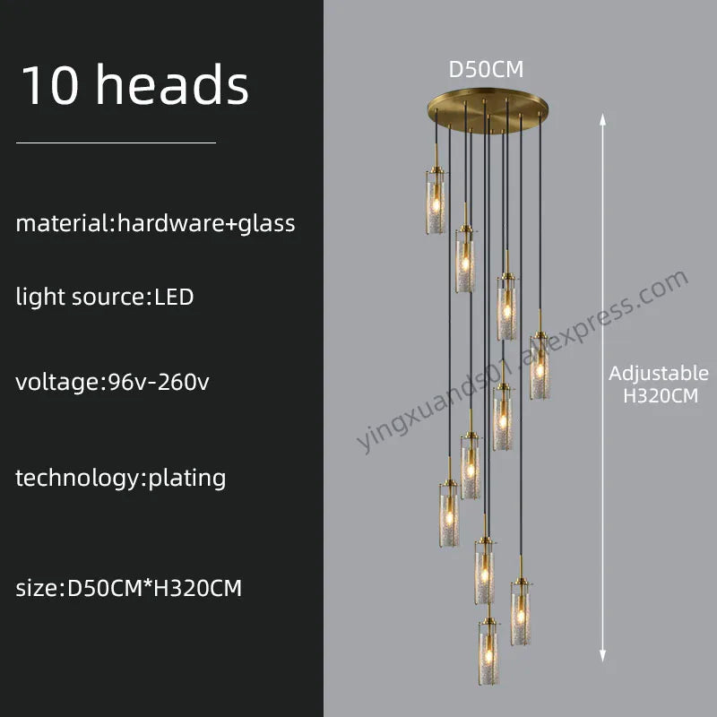lustre en verre pour éclairage décoratif intérieur suspendu