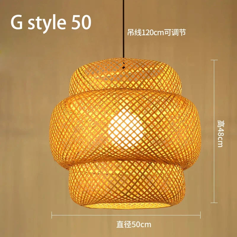 lustre style chinois fait main en bambou tissage pastoral vintage