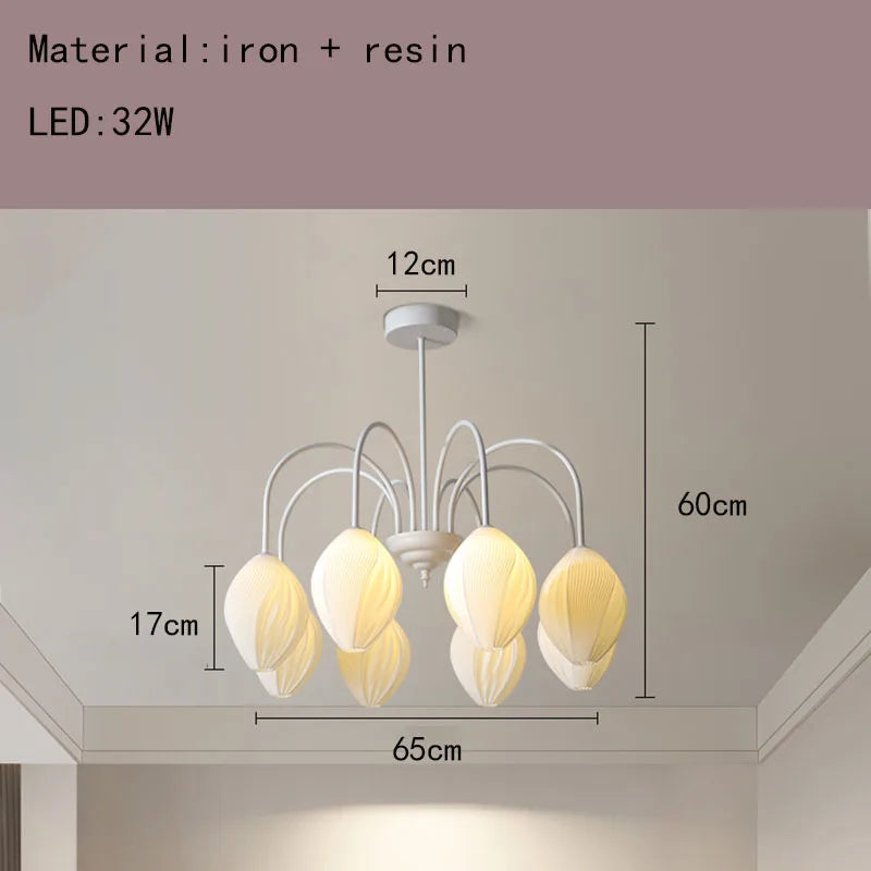 lustre en résine avec abat-jour romantique en métal
