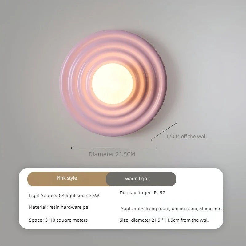 applique murale led rétro en résine luminaire mural rond japonais