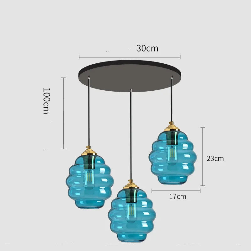 suspension moderne en verre teinté pour décoration intérieure